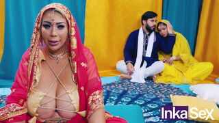 Chudai - Madrastra India tetona se folla al novio de su Hijastra y le dejan el coñ_o lleno de leche.