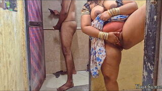 POV Indian Stepmom caught in bathroom and having horny feeling in the pussy