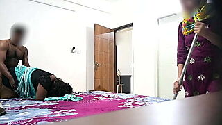 Fantasy fucking with wife infront of maid