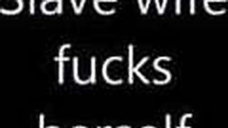 Indian slave cuffed and fucking a dildo