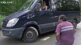 Madame Marissa feeding boot-cake to slave.