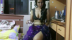 Hot Indian maid teasing while working on saree