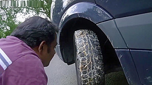 Madame Marissa feeding boot-cake to slave.