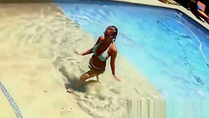 Hot summer day in the pool with a sexy Indian pornstar