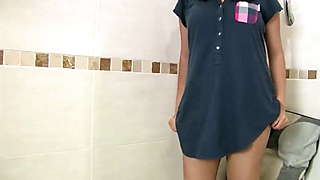 youhg hairy english girl strips in the bathroom, hairy pits,