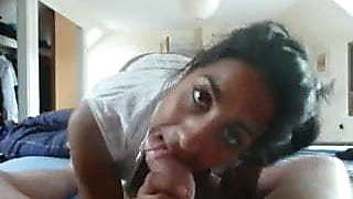 Indian girl sucking a nice thick uncut white cock