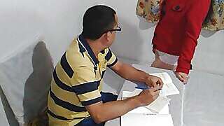 Turning my Indian brother-in-law on at work, he gives me a good blowjob and penetrates my juicy tight pussy