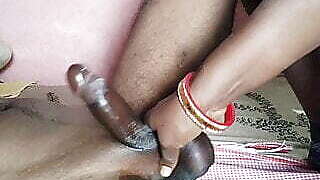 Handjob ball pressing ball Streching helping handjob panis milking wife handjob husband's panis milking