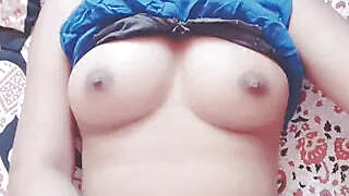 Hot Yung girl touch her boobs alone