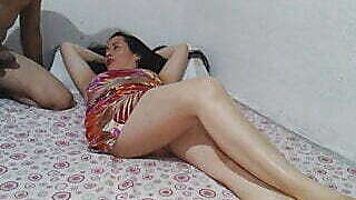 Indian massage gets thick hard cock filling Indian aunt's tight pussy with cum