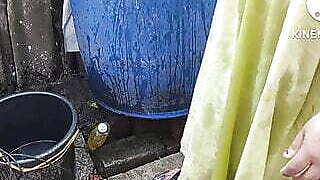 Anita yadav bathing outside with dance