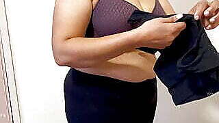 My Big Milk Jugs Held by Bra and Tank Top - Indian in Dressing Room