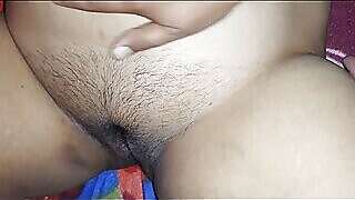 Stepsister beautiful hairy pussy fingering.