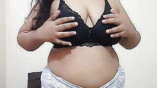 NAUGHTY BIG BOOBS BHABHI IN HER BEDROOM WITH HER CUTE SHORT PANTS