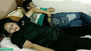 Bed Sharing with Stepbrother! Amazing Hot Sex with Hindi Audio